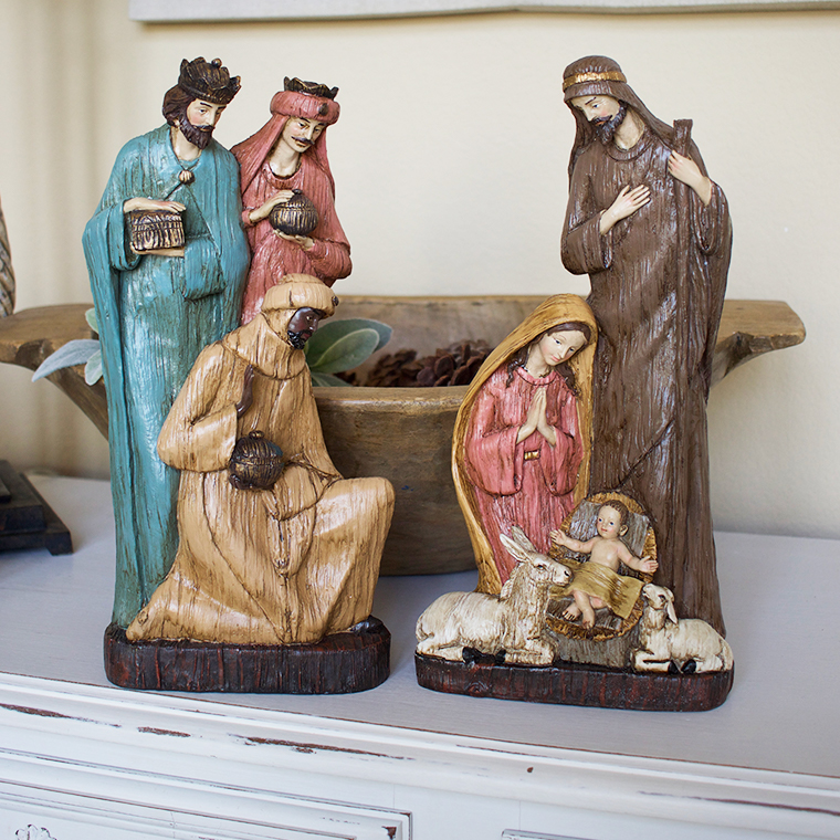 How To Spray Paint Over A Multicolored Nativity Set on buffet