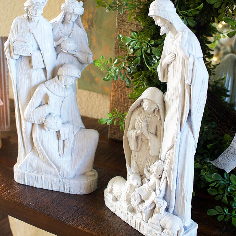 How To Spray Paint Over A Multicolored Nativity Set-White