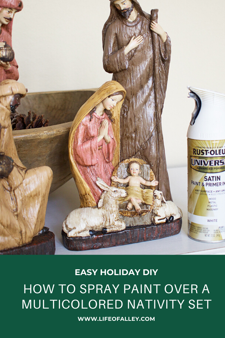 How To Spray Paint Over A Multicolored Nativity Set