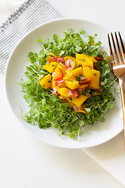 Easy Spicy Mango Salsa And Micro Arugula