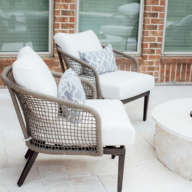 Outdoor patio rope chairs and  lumbar pillow