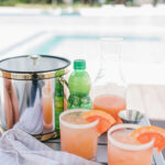 Low Calorie Paloma Drinks by the pool